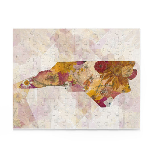 North Carolina Floral Map Puzzle – Vintage Botanical State Jigsaw (120/252/500 pcs)