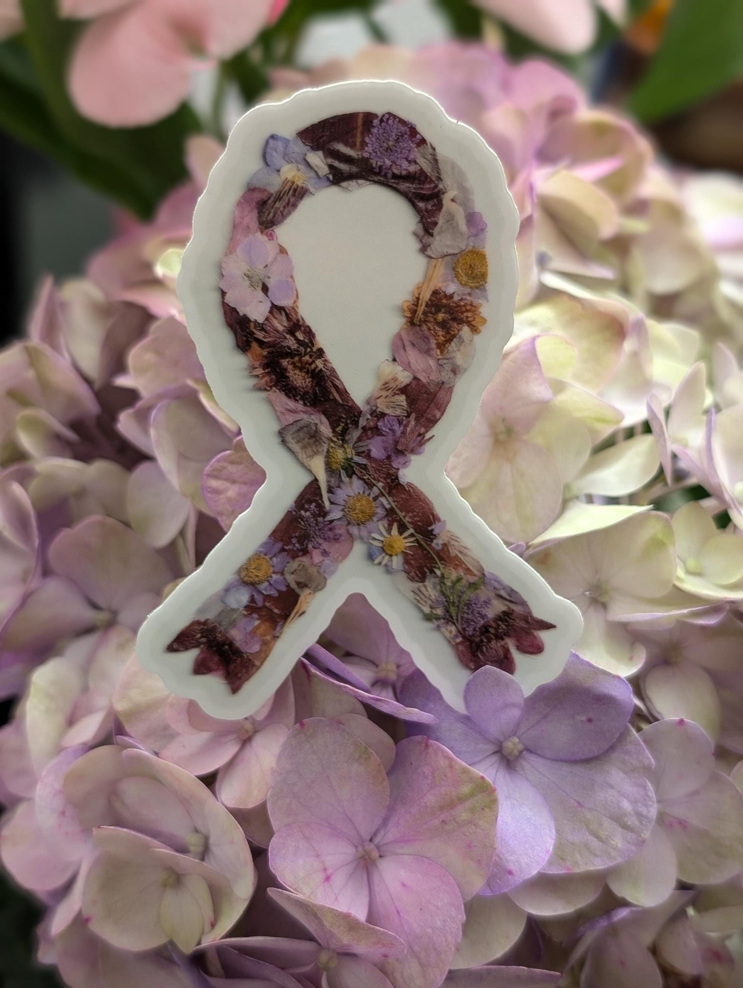Pressed Flower - Purple Ribbon Sticker