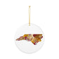 North Carolina Floral Ceramic Ornament — State Silhouette Holiday Ornament