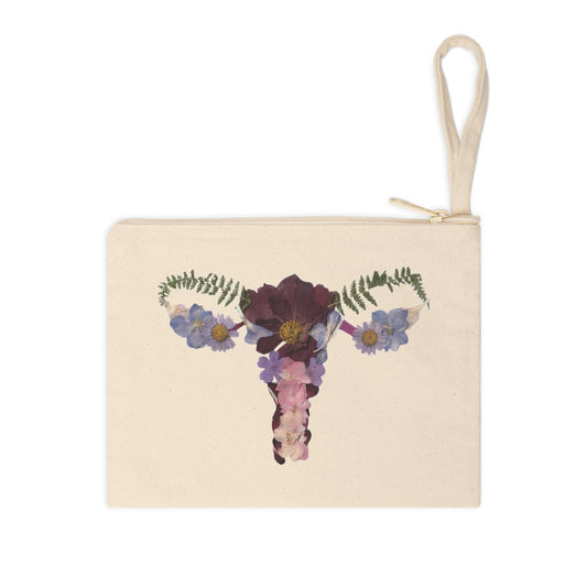 Floral Uterus Botanical Design Accessory Zipper Pouch | Feminist Reproductive Health & Makeup Bag