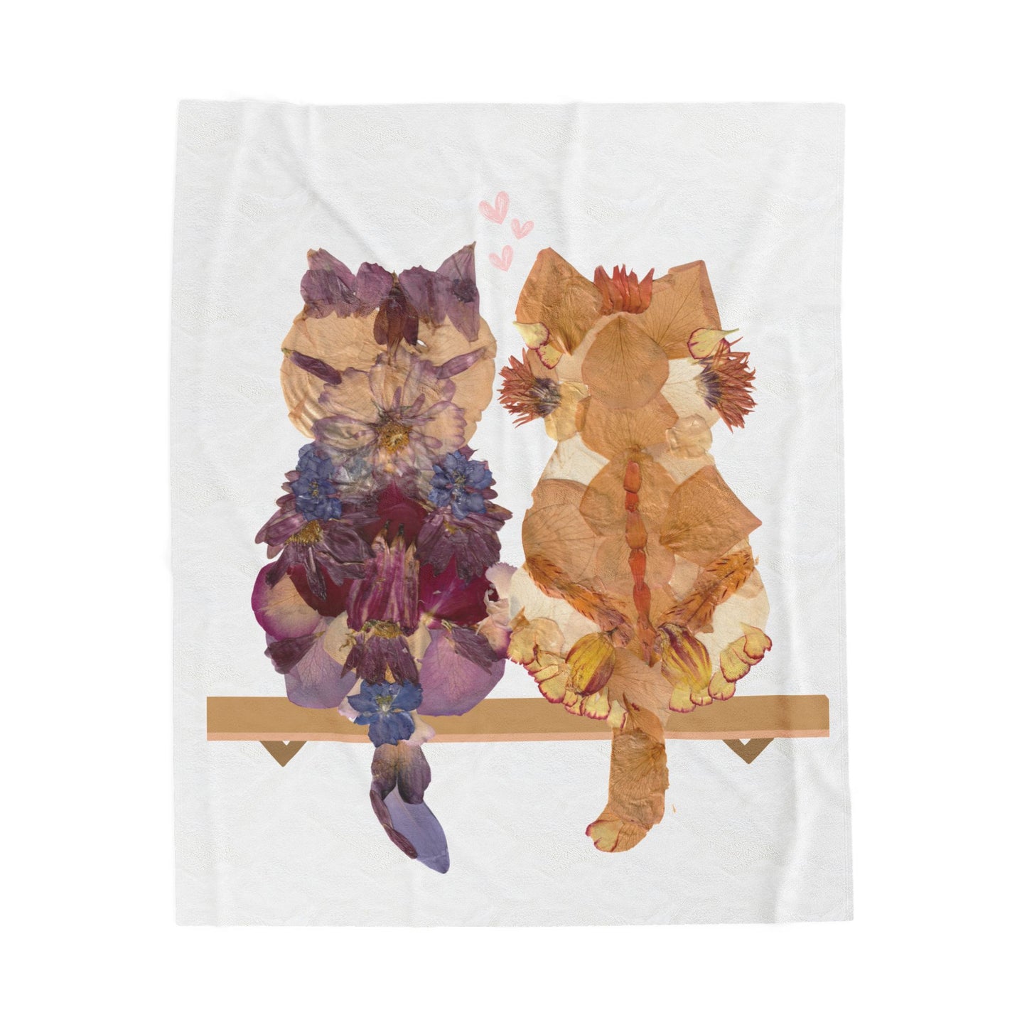Floral Cats Velveteen Plush Blanket – Cozy Floral Kitties Throw