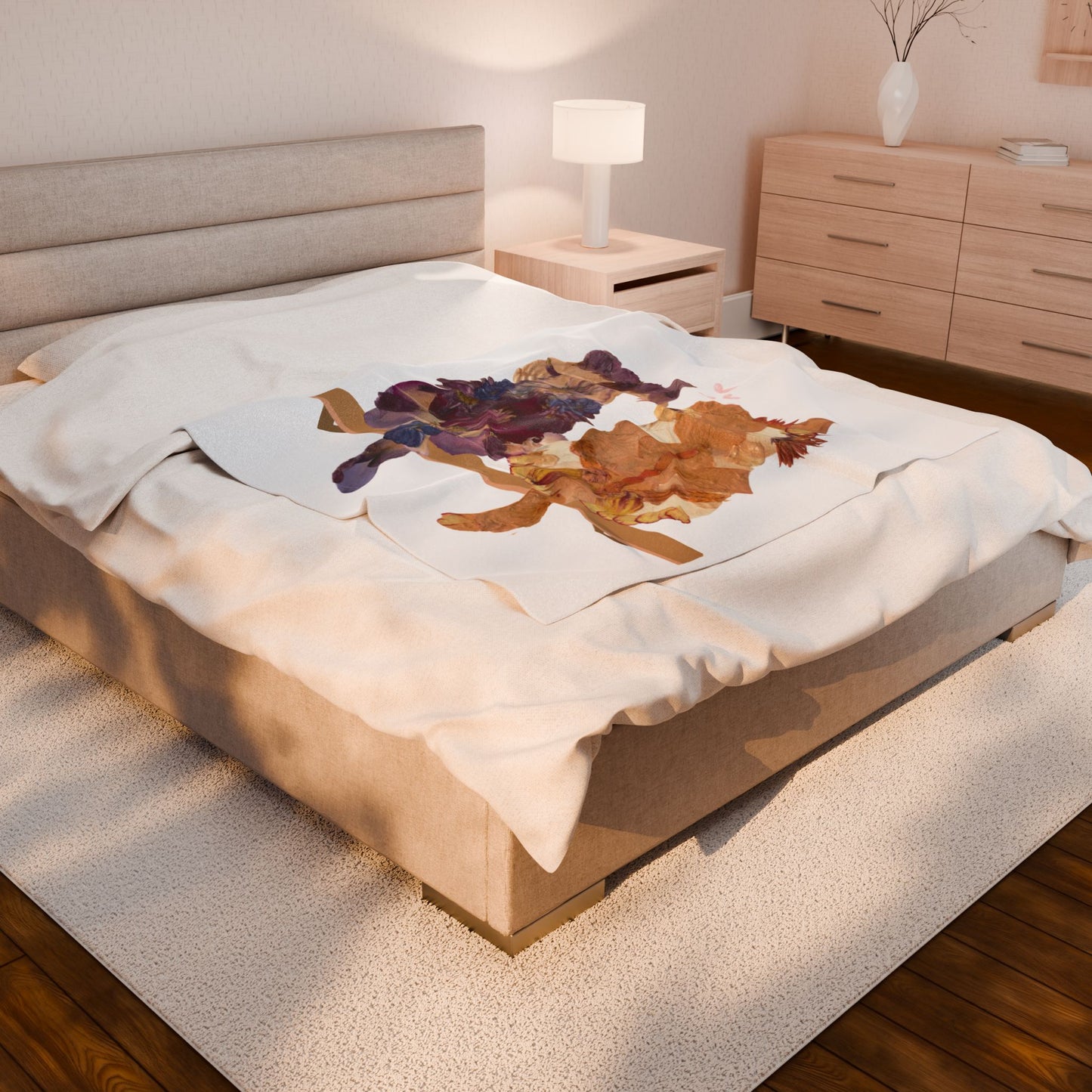 Floral Cats Velveteen Plush Blanket – Cozy Floral Kitties Throw