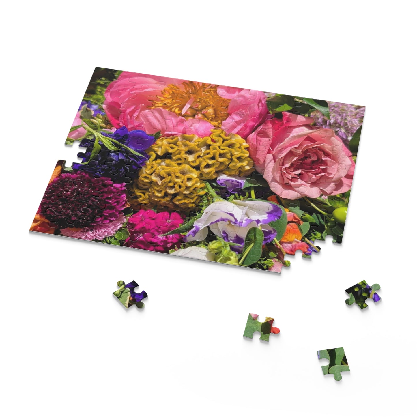 Floral Bouquet Jigsaw Puzzle — Vibrant Garden 120/252/500-Piece Puzzle