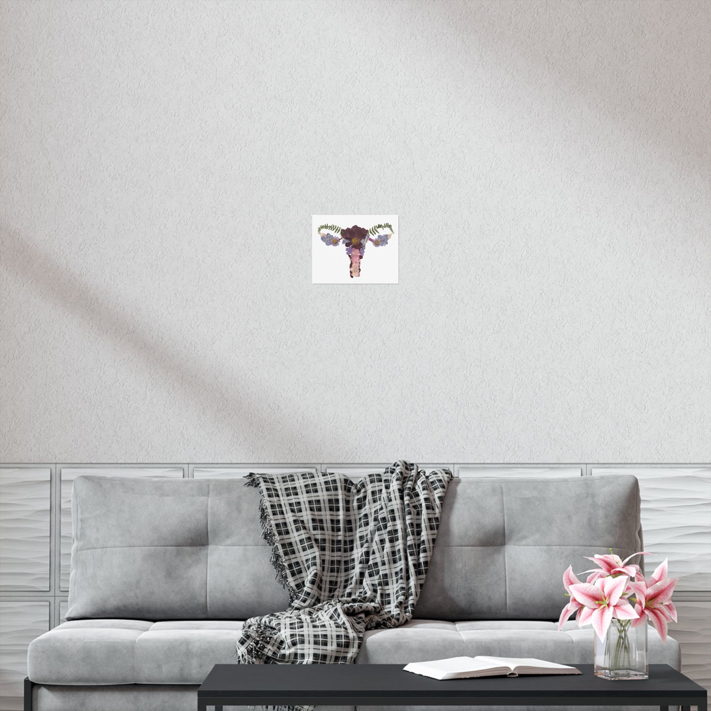 Pressed Flower Uterus Wall Art Print - Feminine Botanical Anatomy Decor, Unique Gift for Women, OB GYN or Midwife Office Art
