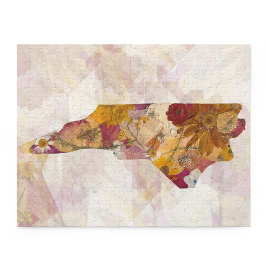 North Carolina Floral Map Puzzle – Vintage Botanical State Jigsaw (120/252/500 pcs)