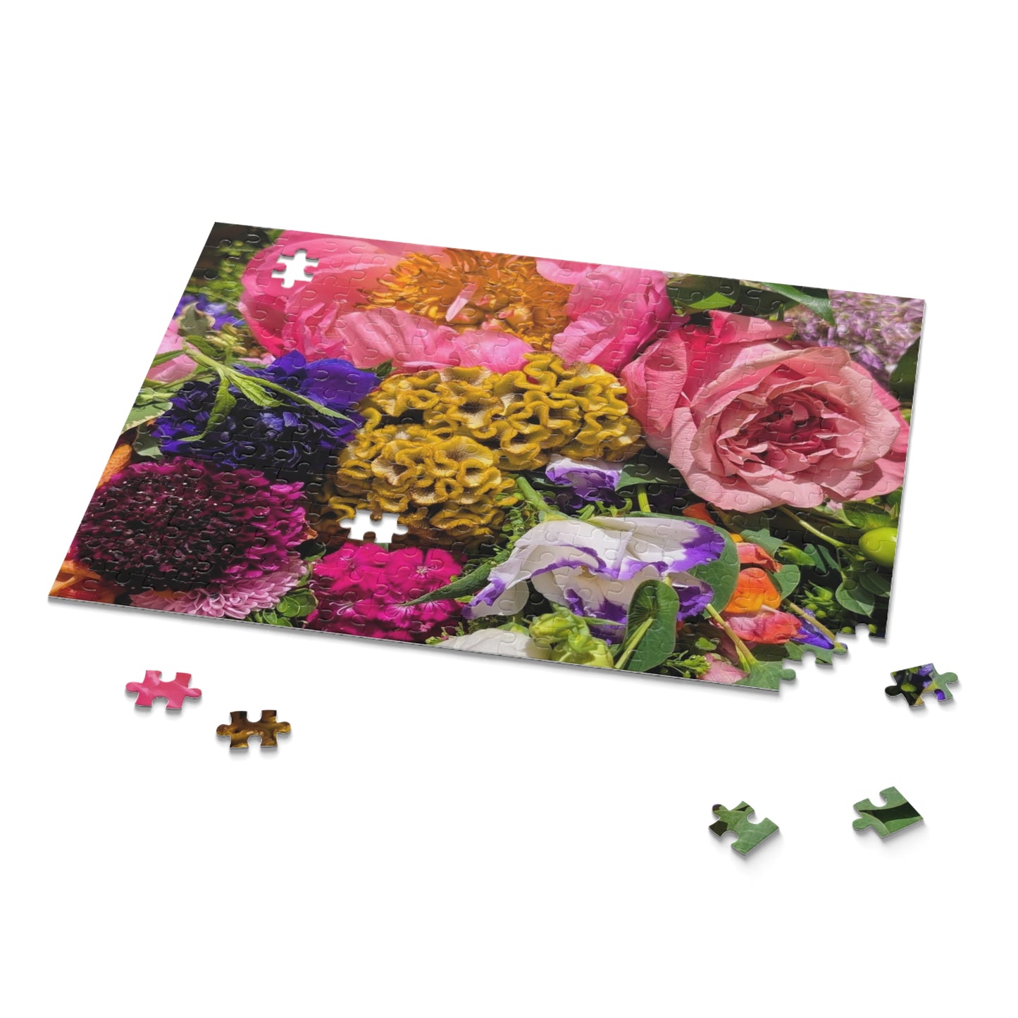 Floral Bouquet Jigsaw Puzzle — Vibrant Garden 120/252/500-Piece Puzzle