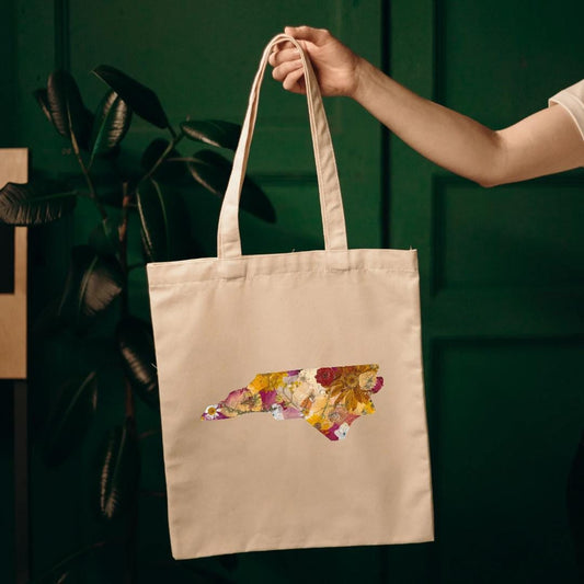 NC Floral Canvas Tote Bag