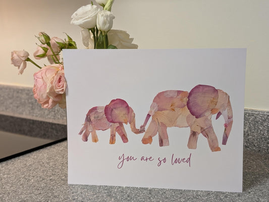 Mama & Me Elephant Pressed Flower Art Print – 8x10 Mother and Baby Elephant Wall Decor Mother’s Day Gift – Nature-Inspired Home Decor