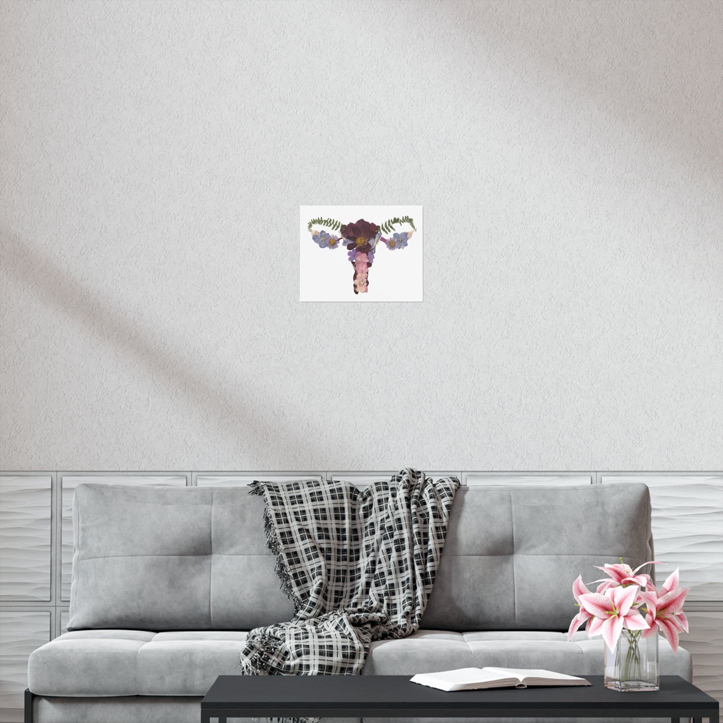 Pressed Flower Uterus Wall Art Print - Feminine Botanical Anatomy Decor, Unique Gift for Women, OB GYN or Midwife Office Art
