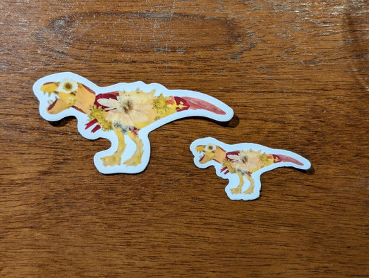 T. Rex Pressed Flower Sticker – Roar with Style!