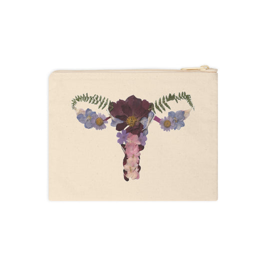 Floral Uterus Botanical Design Accessory Zipper Pouch | Feminist Reproductive Health & Makeup Bag