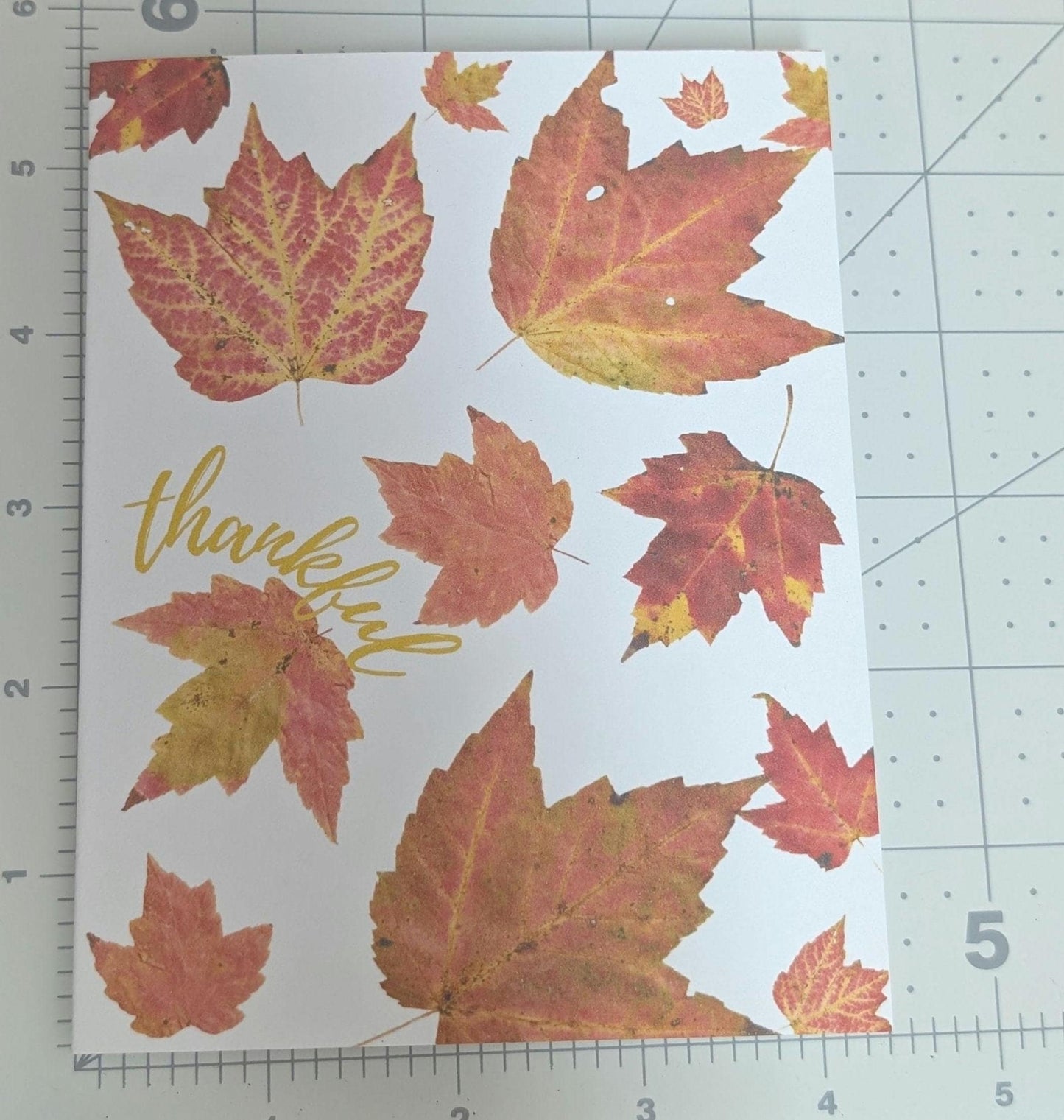 Thankful Pressed Leaf Card | Autumn Greeting Card | Blank Inside | Holiday Thankful Card