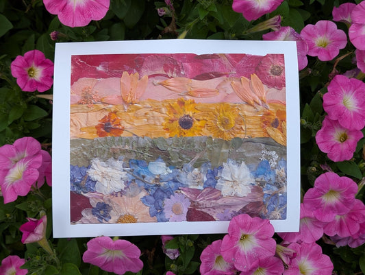 Pressed Flower Pride Flag Art PRINT – LGBTQ+ Rainbow Wall Decor for Pride Month – Botanical Print – Nature-Inspired Pride Gift
