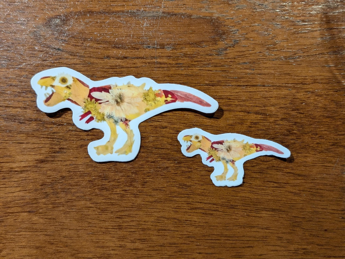 T. Rex Pressed Flower Sticker – Roar with Style!